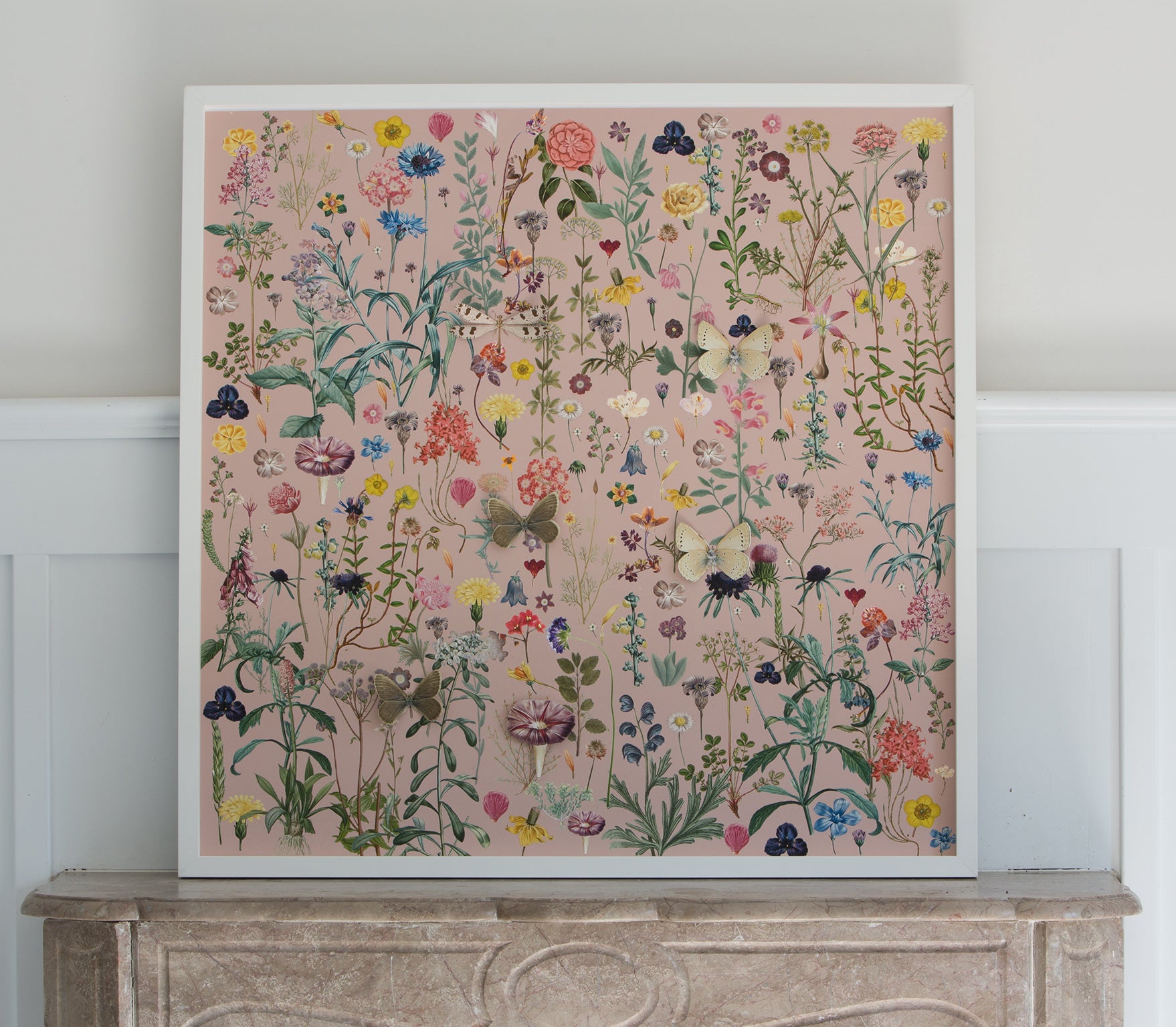 1 Dimensional Flower Print Collage: Pink