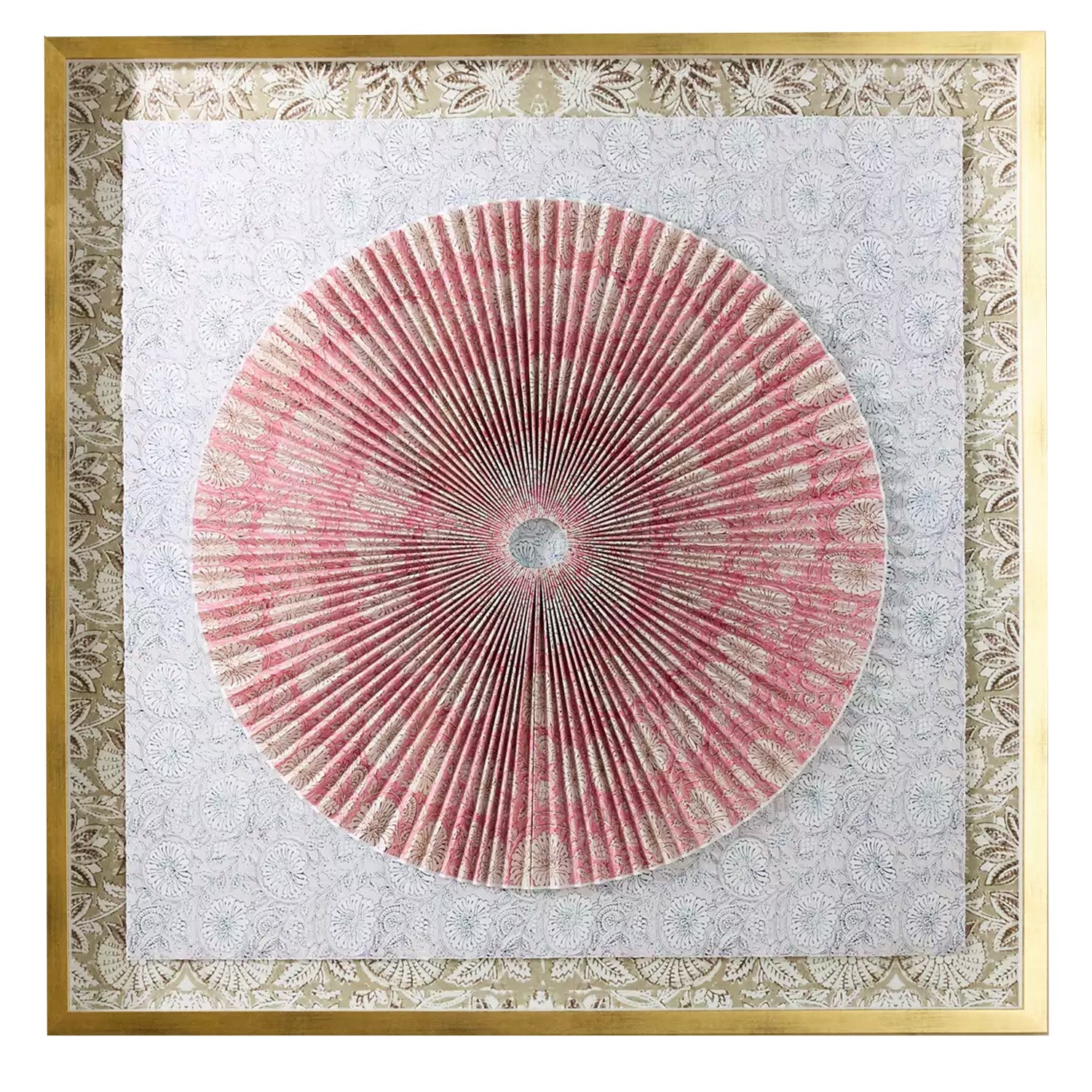 Pleated Dimensional Circle: Block Print Pink