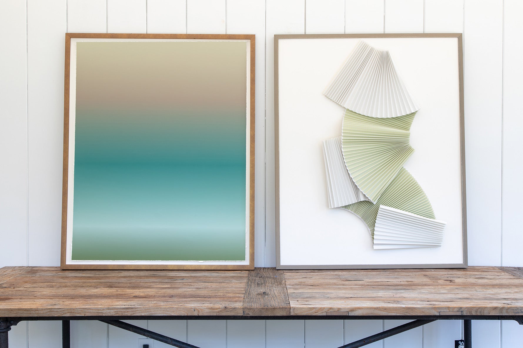 Abstract Dimensional Celedon Pleats