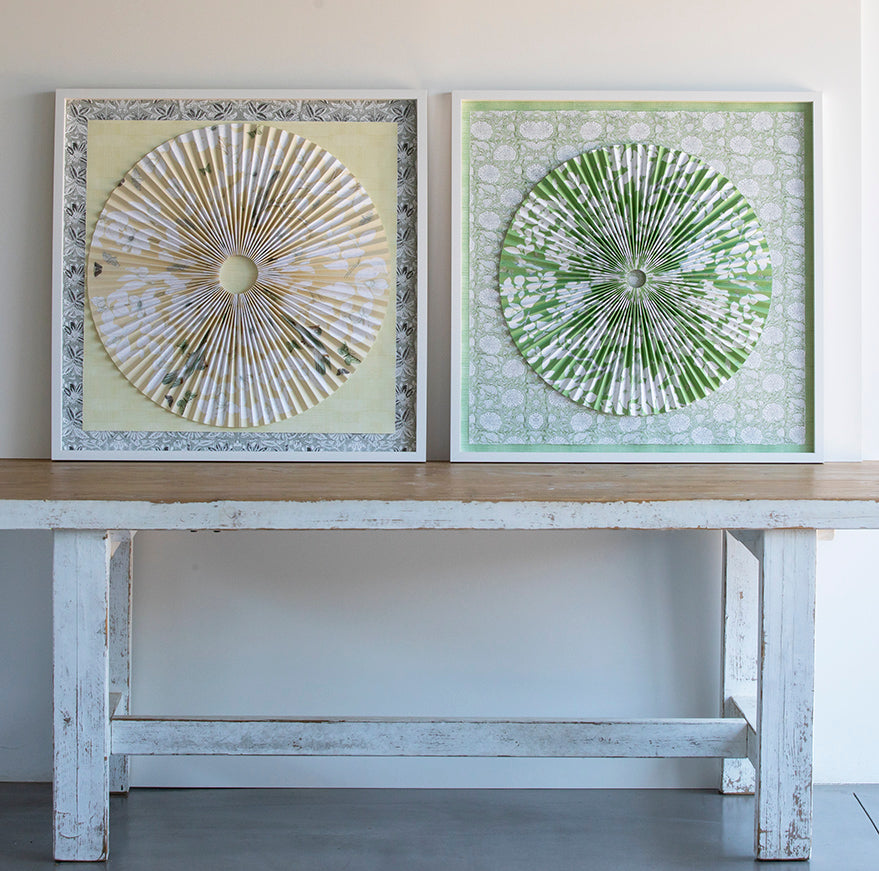 1 Pleated Dimensional Circle: Butter Chinoiserie