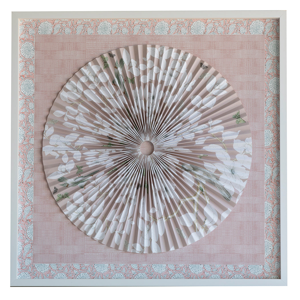 Pleated Dimensional Circle: Pink Chinoiserie