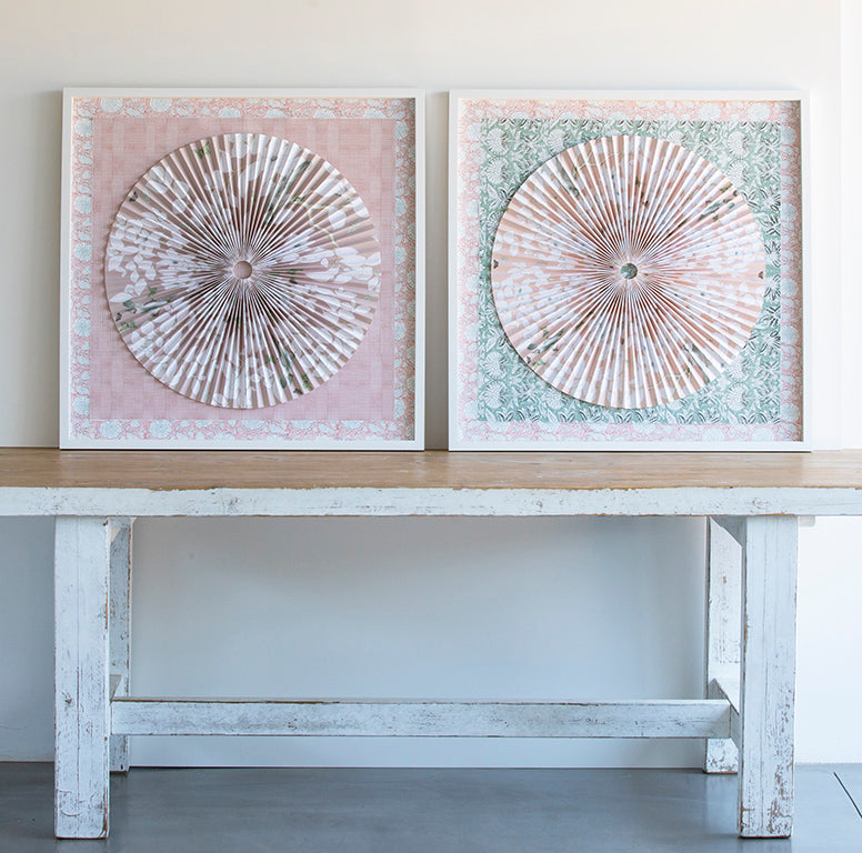 1 Pleated Dimensional Circle: Pink Chinoiserie II