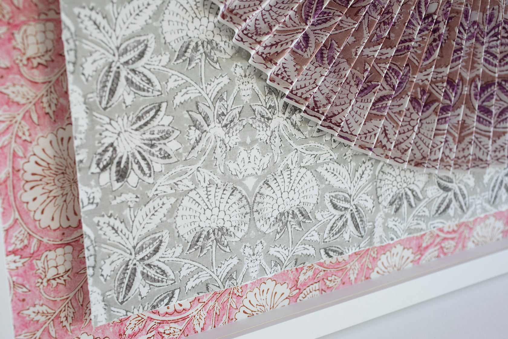 Pleated Dimensional Circle: Pink and Grey Block Print II