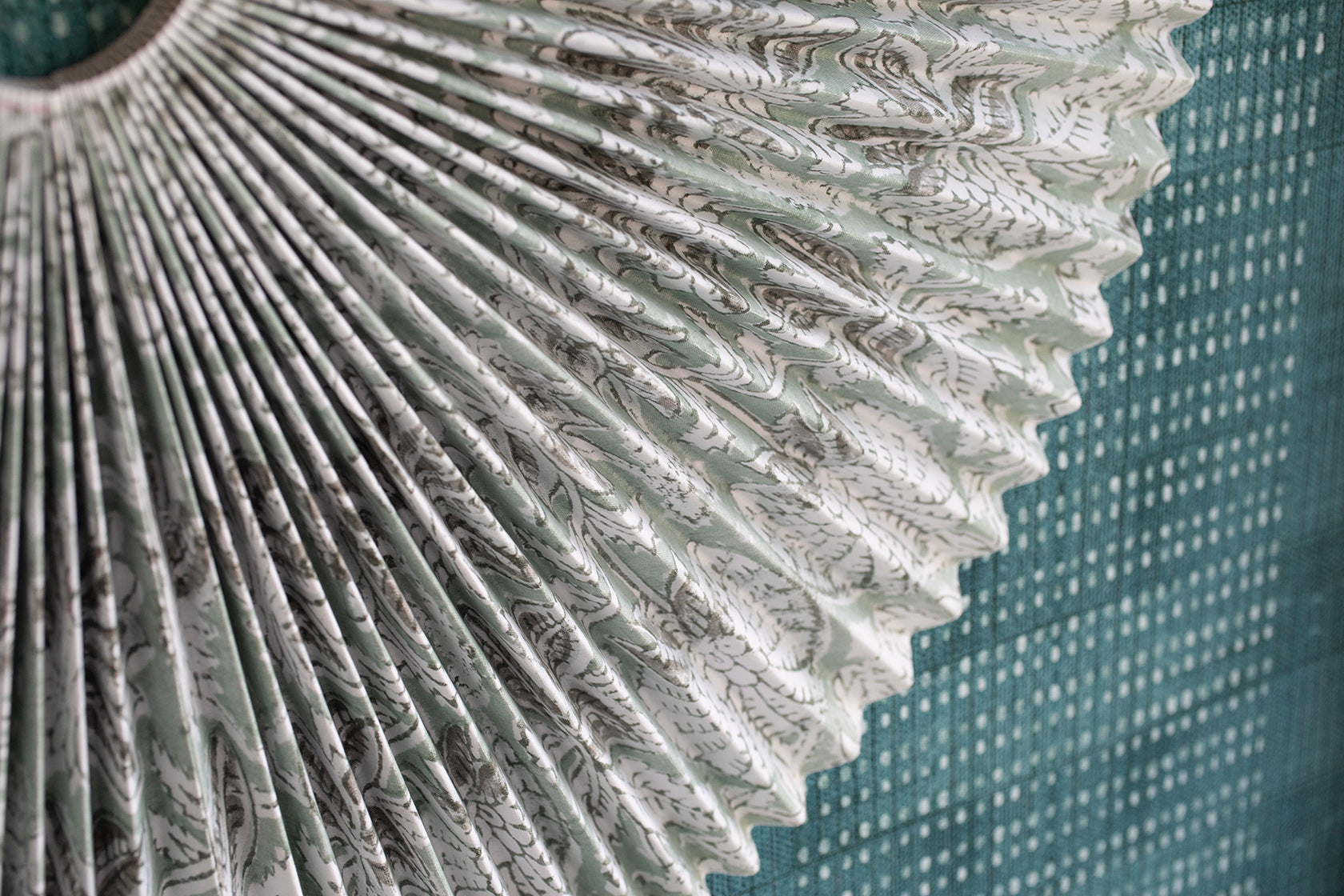 Pleated Dimensional Circle: Block Print Sage