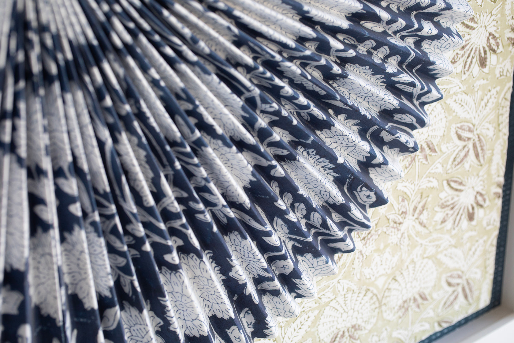 Pleated Dimensional Circle: Block Print Navy