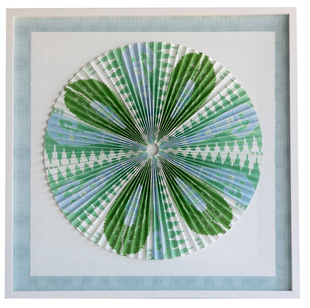 Pleated Dimensional Circle: Iktat (Blue and Green)