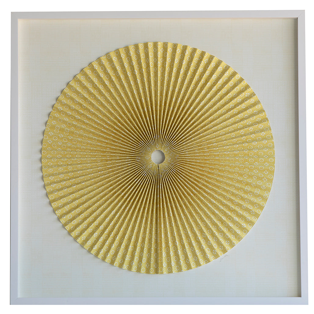 Pleated Dimensional Circle: Block Print Lemon Yellow