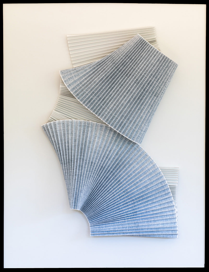 Abstract Dimensional Blue/Grey Pleats