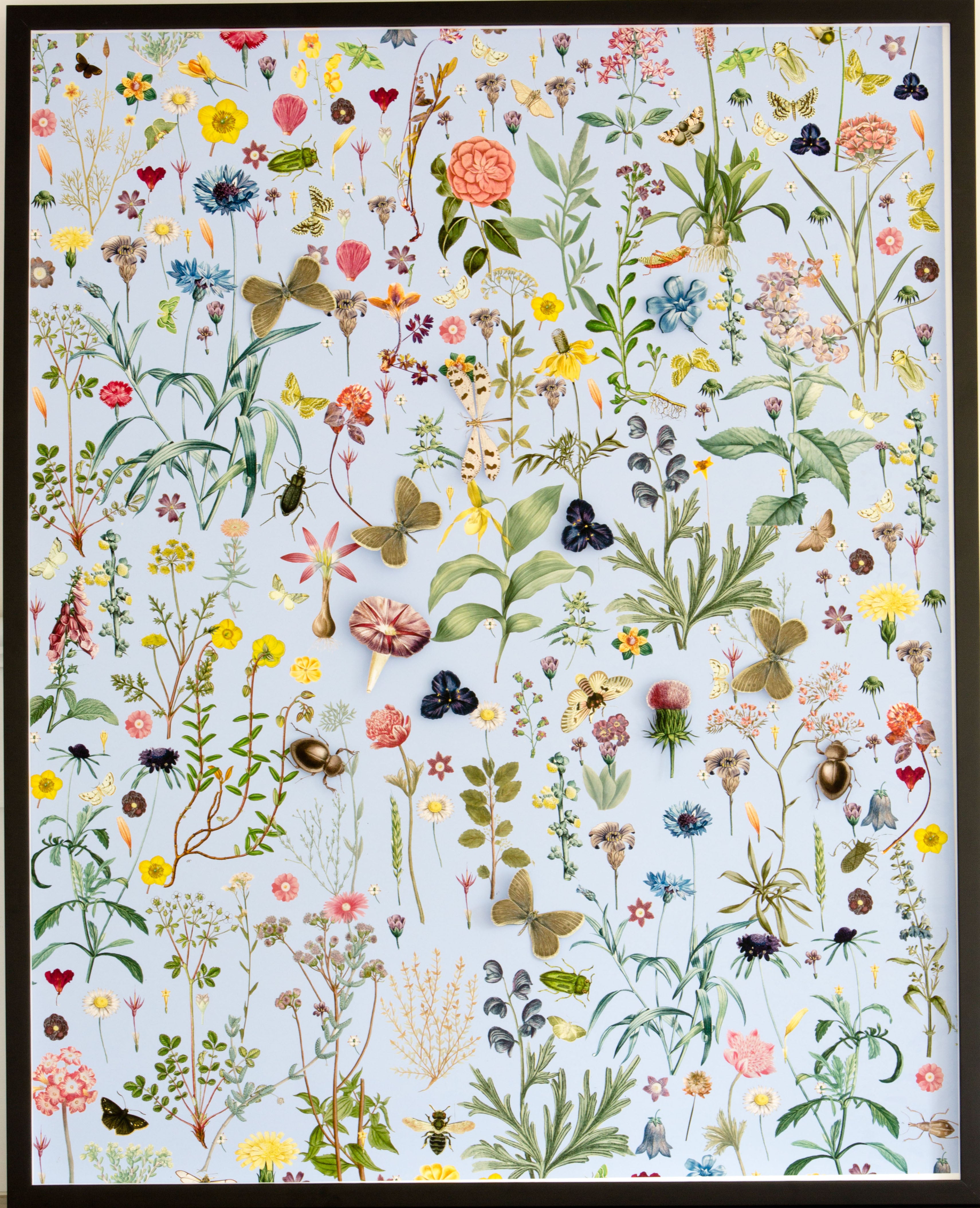 Dimensional Flower Print Collage: Robin Egg Blue