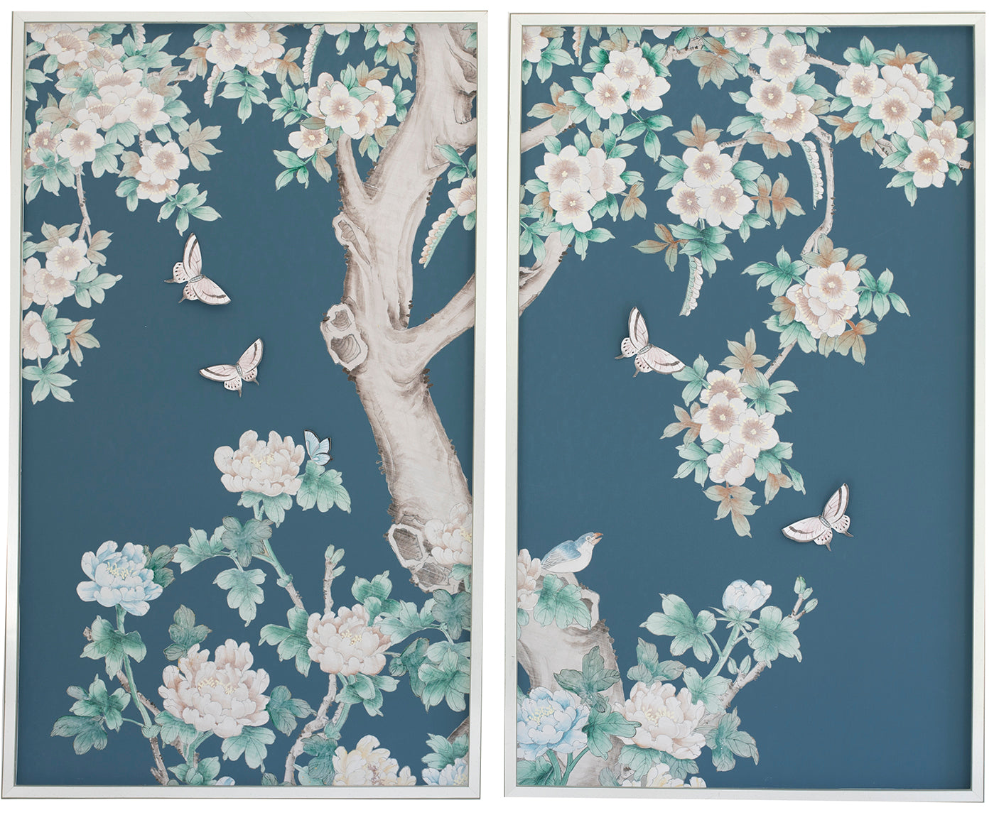 Diptych Chinoiserie Collage: Blue
