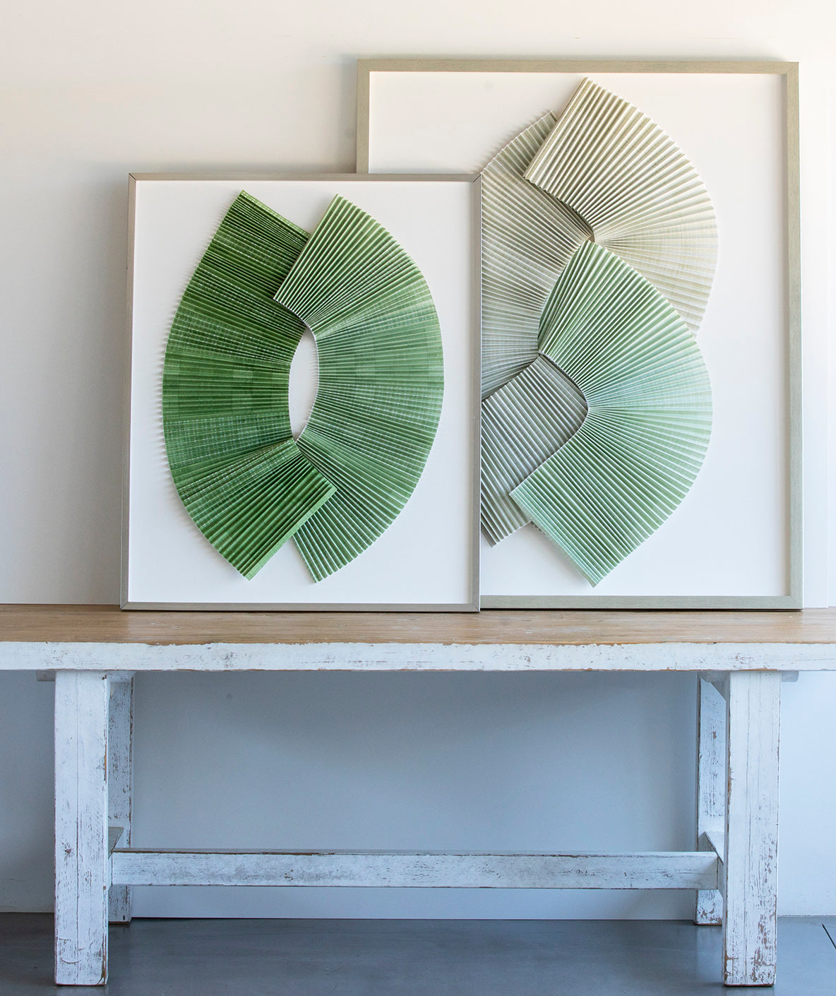 Abstract Dimensional Green Pleats