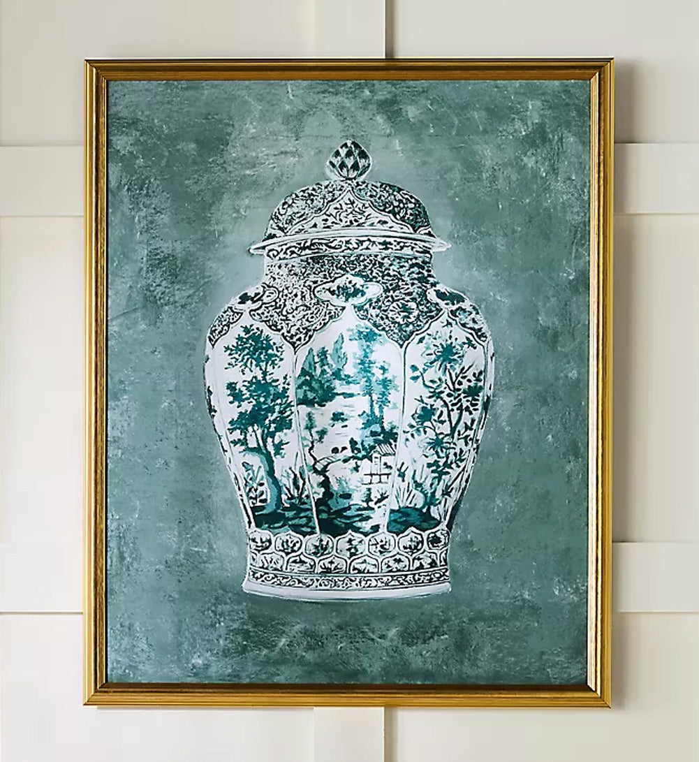 Vintage Ginger Jar in Pastel, Teal