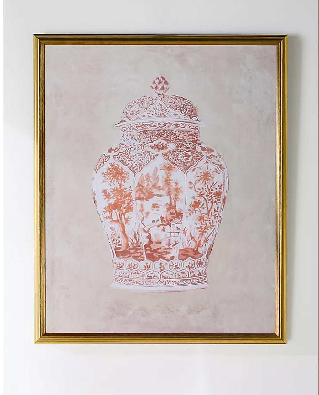 Vintage Ginger Jar in Pastel, Coral