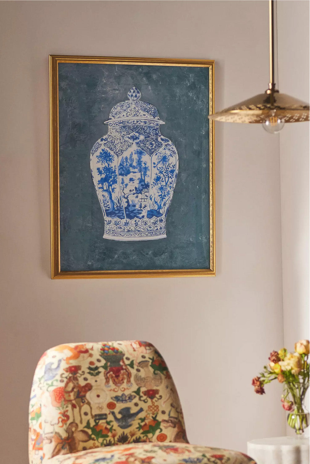 Vintage Ginger Jar in Pastel, Blue