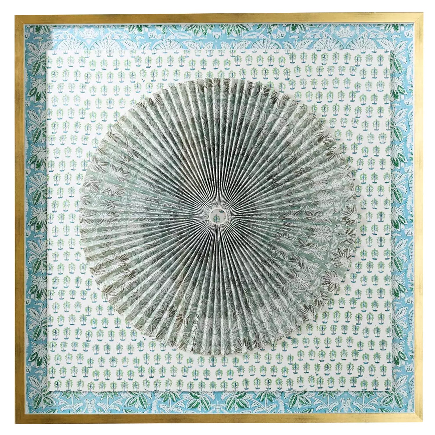 Pleated Dimensional Circle: Block Print Green