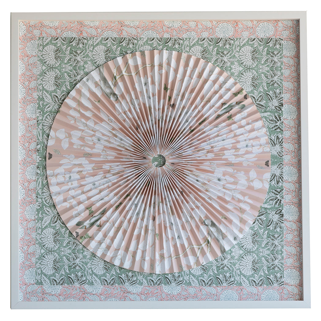1 Pleated Dimensional Circle: Pink Chinoiserie II