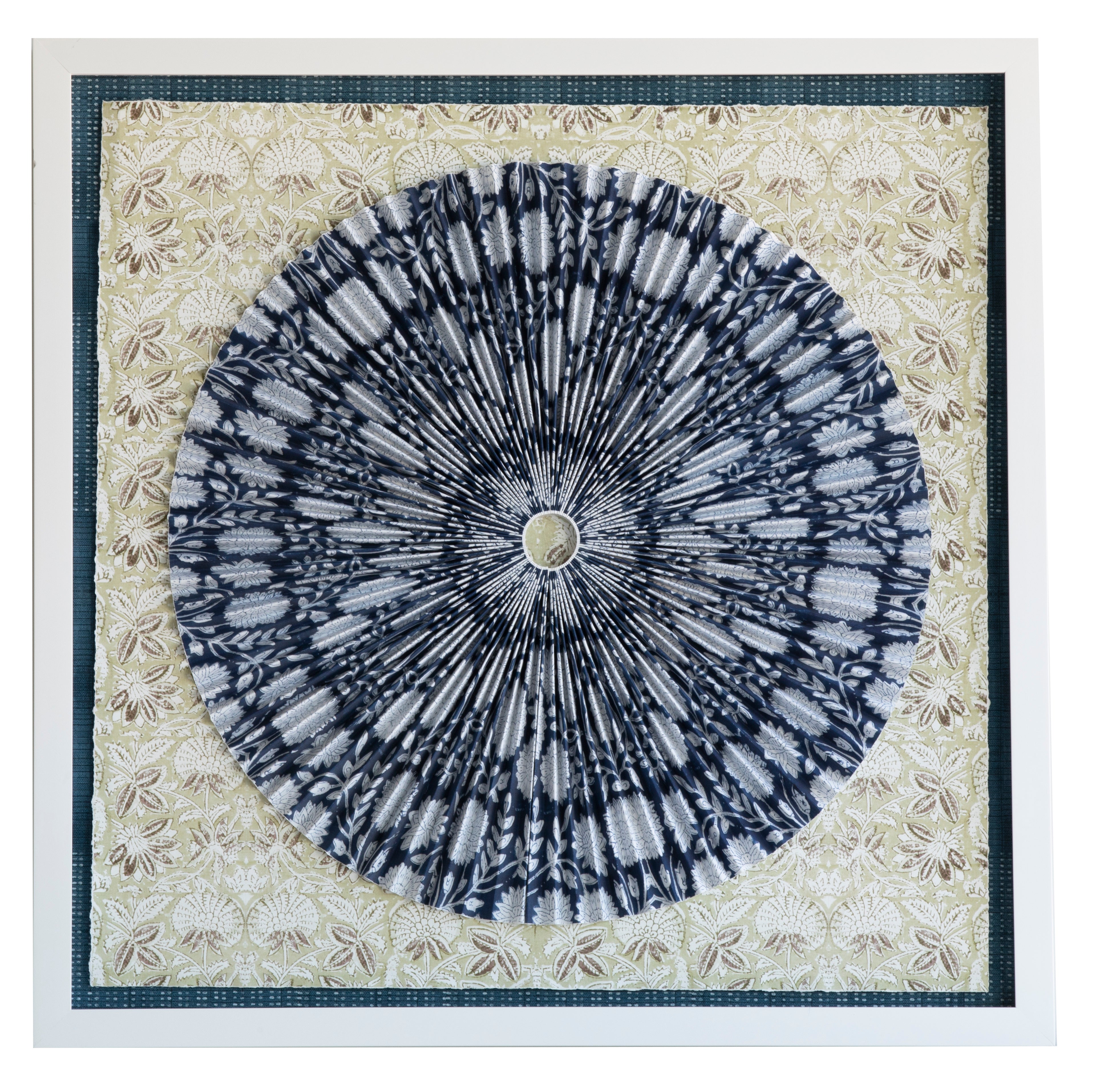 Pleated Dimensional Circle: Block Print Navy