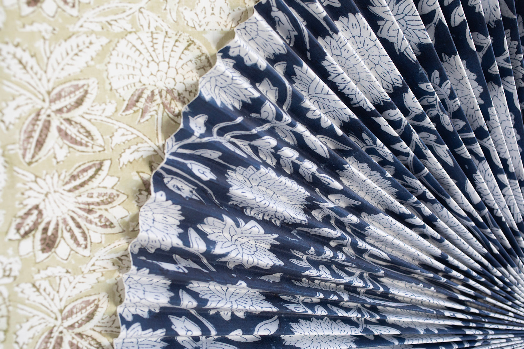 Pleated Dimensional Circle: Block Print Navy