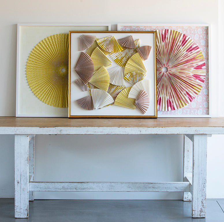 Pleated Dimensional Circle: Block Print Lemon Yellow