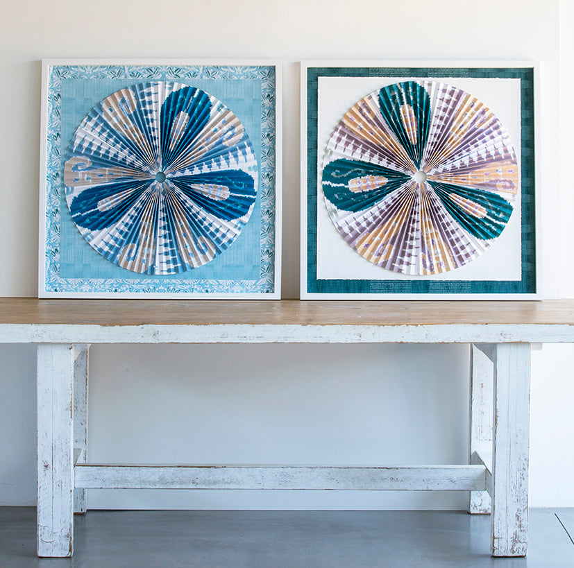 Pleated Dimensional Circle: Iktat (Teal)