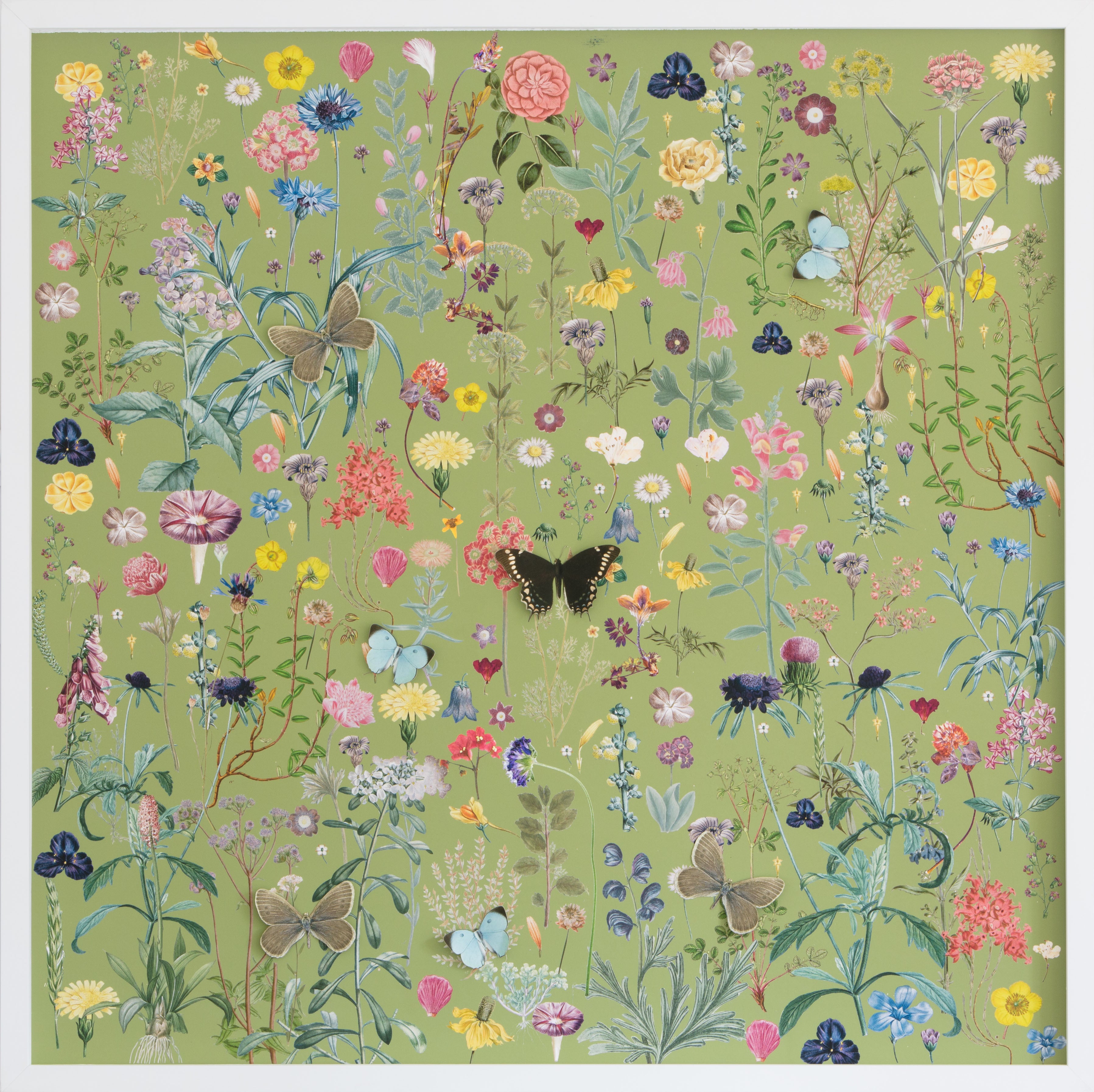 Dimensional Flower Print Collage: Grass Green