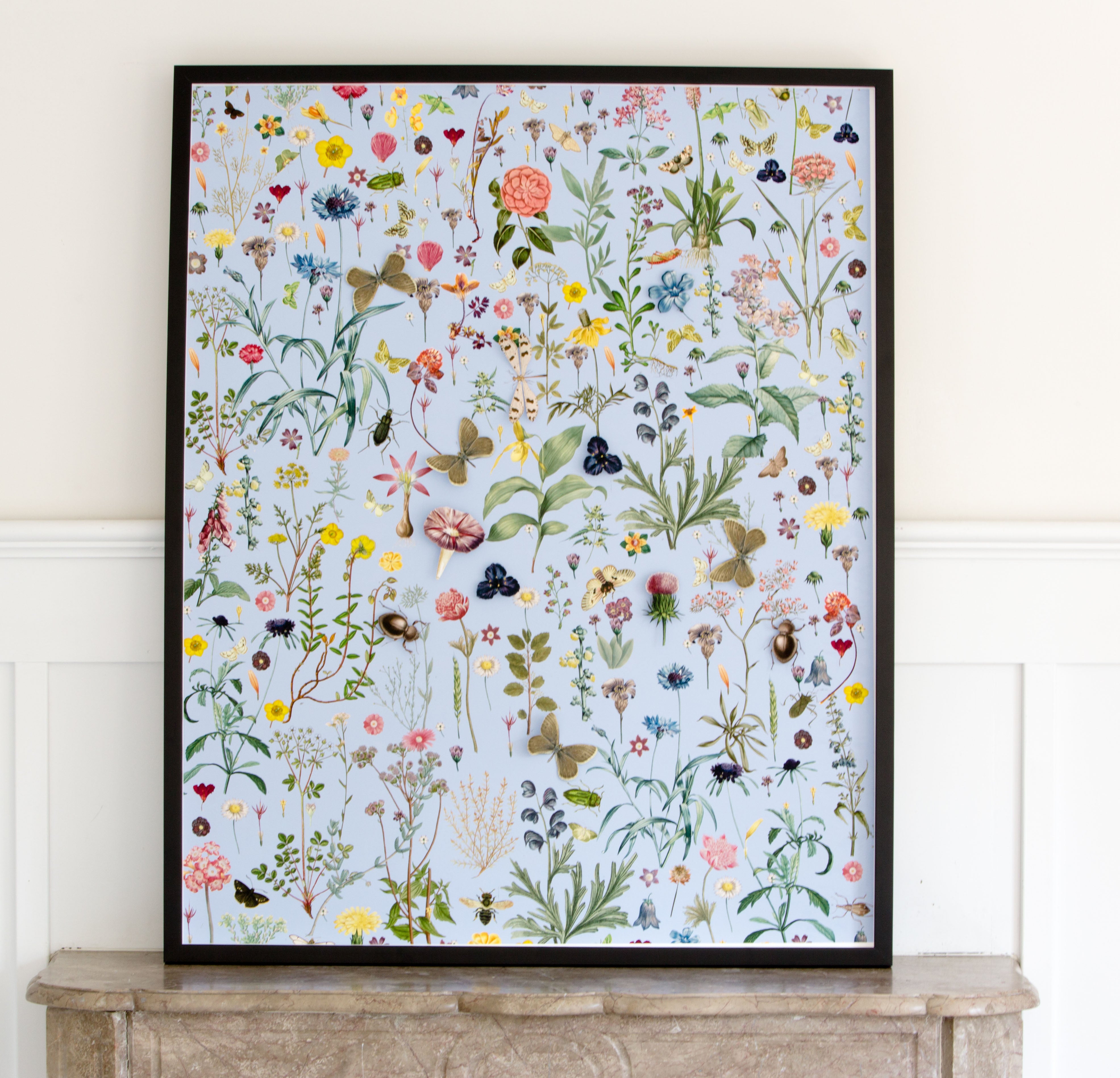 Dimensional Flower Print Collage: Robin Egg Blue