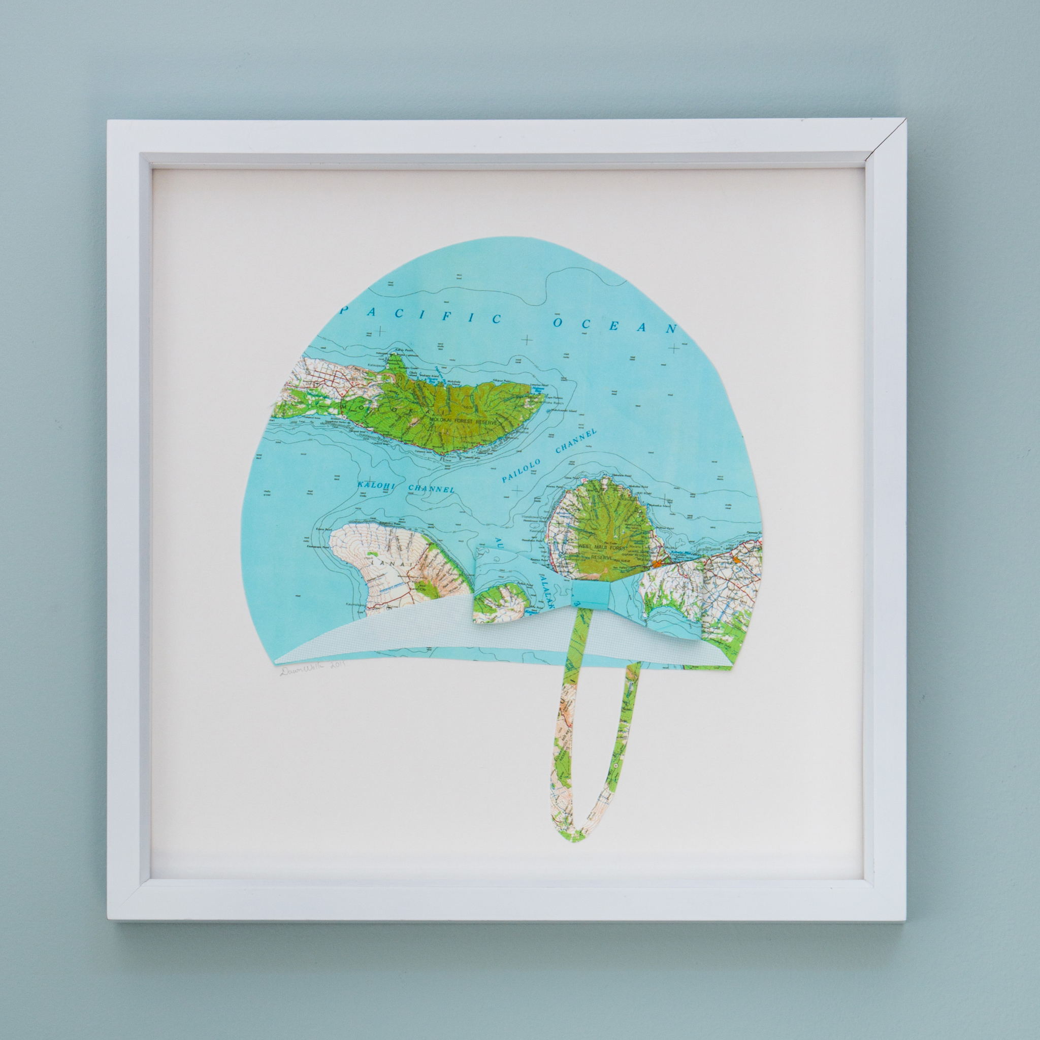 Folded Paper Map Swim Cap: Hawaii